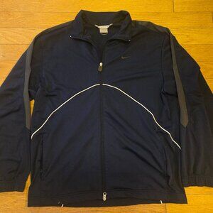 Vintage Nike Track Jacket Mens XL Navy Blue Y2K Silver Tag Full Zip Warmup